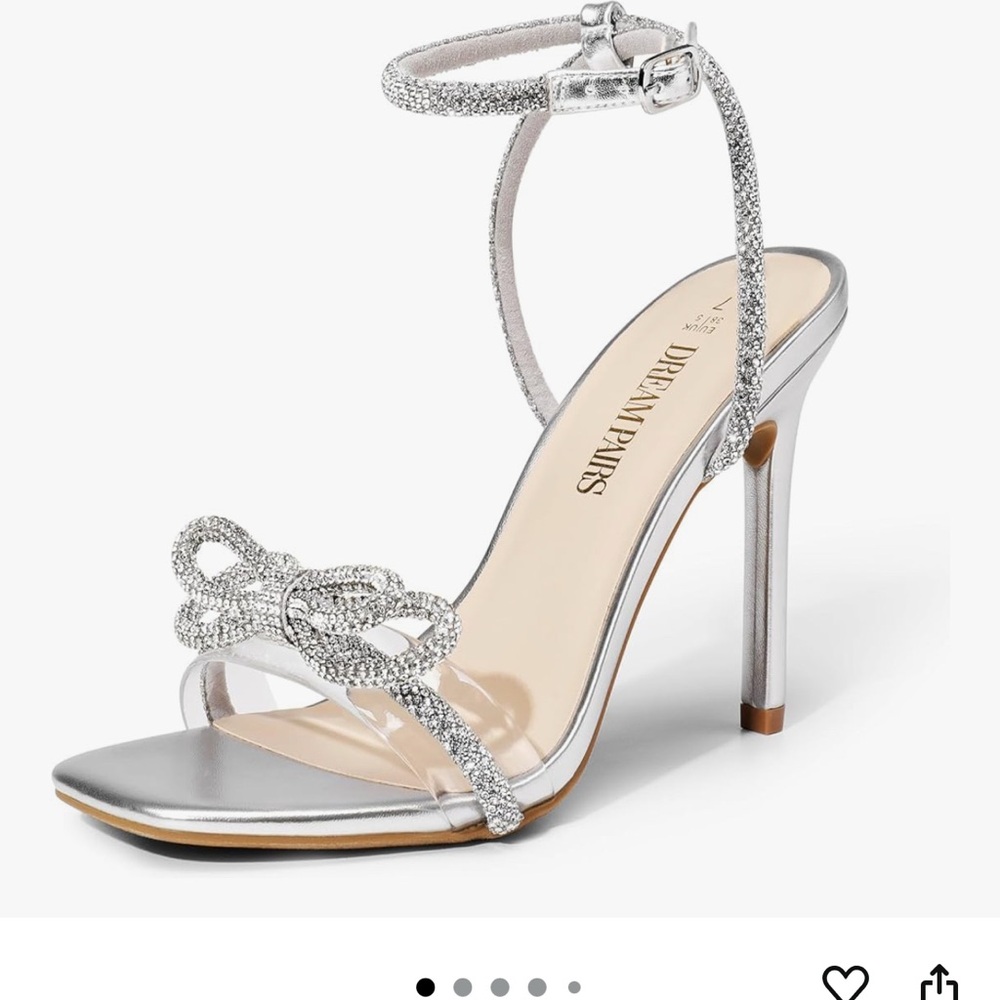 Crystal Slingback Open Toe Heel with Bow